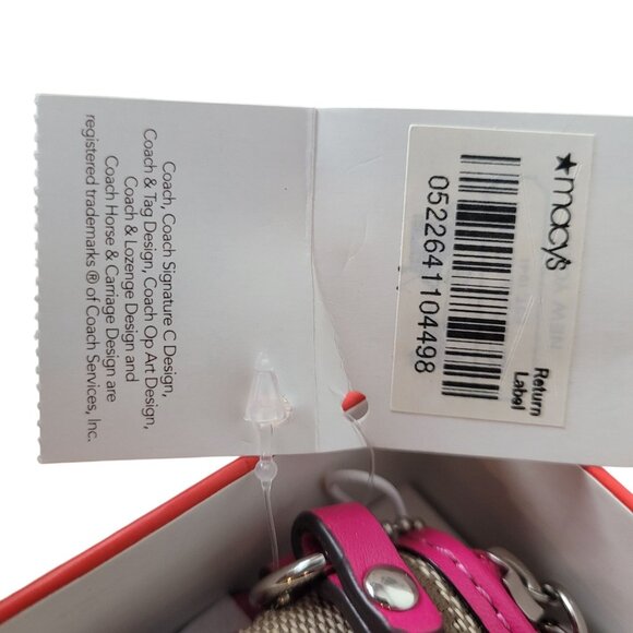 Coach Signature Khaki/Fuchsia Small Wristlet With Box & Tags - Picture 7 of 12